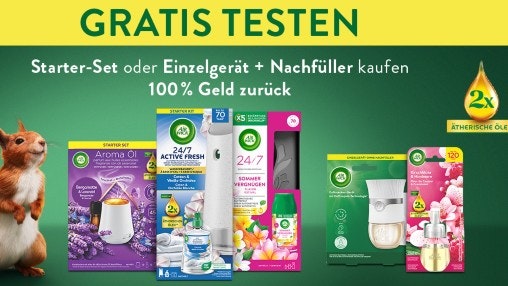 Airwick Raumdüfte: Starter-Set oder Einzelgerät + Nachfüller gratis testen!