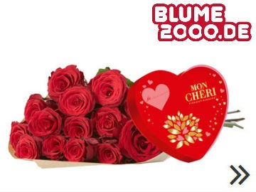 Geschenkeset von Blume2000.de: der Klassiker zu Valentinstag Blume2000.de: Geschenkeset aus Blumen und Pralinen