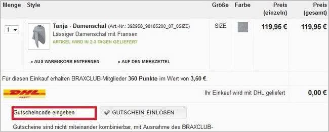Gutscheine im Brax-Online-Shop einlösen Gutscheine im Brax-Online-Shop einlösen