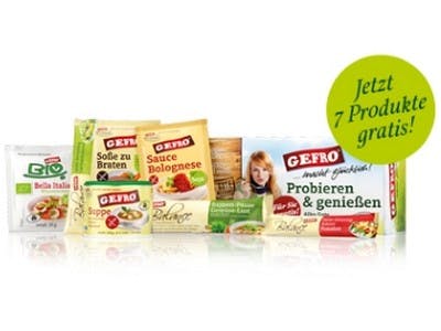 Kostenloses Probierpaket mit 7 Gefro-Produkten