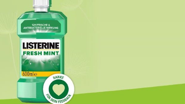 Gratis Flasche Listerine Mundspülung Fresh Mint (600ml)