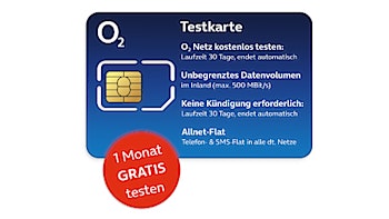 Kostenlose o2 Testkarte: unbegrenztes Datenvolumen + Allnet-Flat (keine Kündigung nötig)