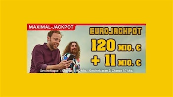 120 Mio. € im Jackpot: 2 Felder Eurojackpot für nur 1€