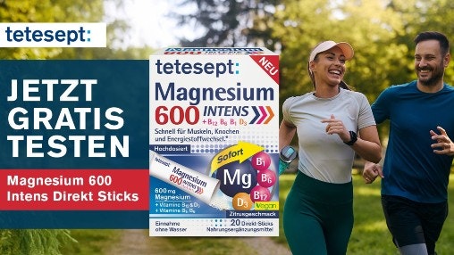 tetesept Magnesium 600 Intens Direkt Sticks GRATIS testen