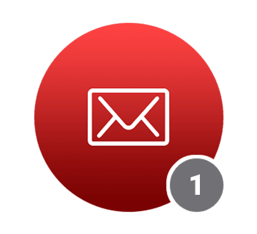 Ein roter Kreis mit einem Umschlag-Icon