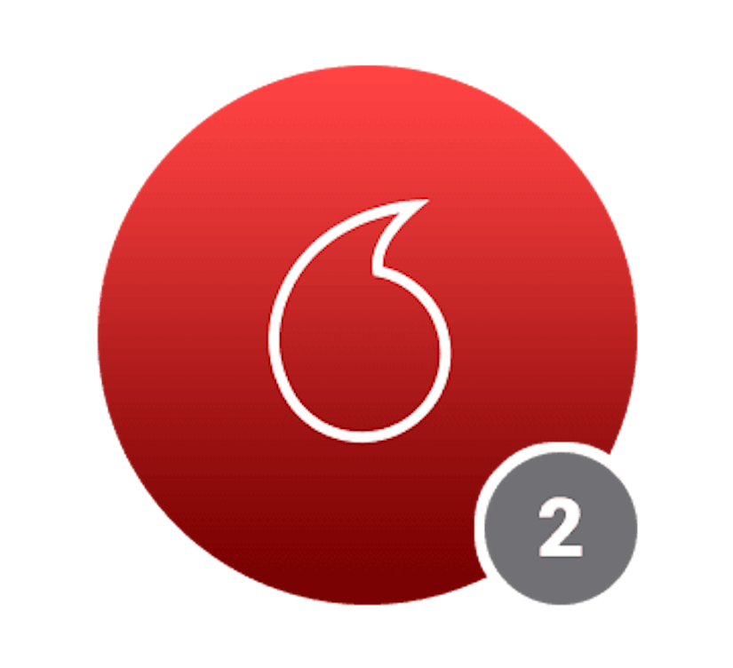 Ein roter Kreis mit einem Vodafone-Icon