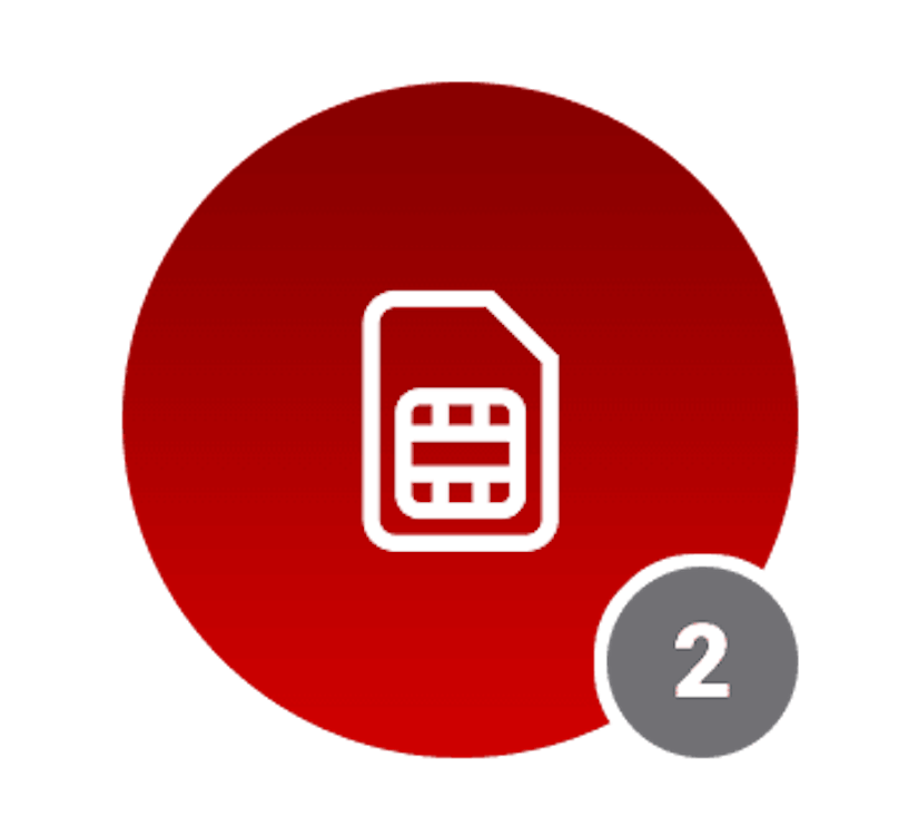 Ein roter Kreis mit einem SIM-Karten-Icon